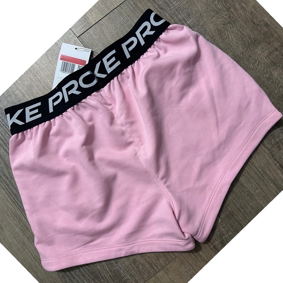 Girls Nike Pro Pink Athletic Shorts Dri FIT Logo Waistband Size Large - Picture 4 of 7